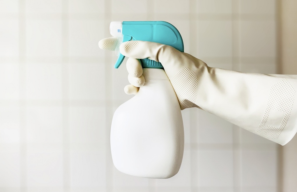 カビ取り用洗剤（塩素系漂白剤など）を全体に塗布する