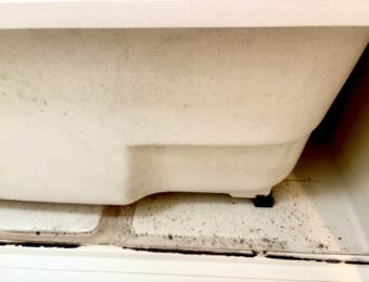 エプロン内部に発生した黒カビ